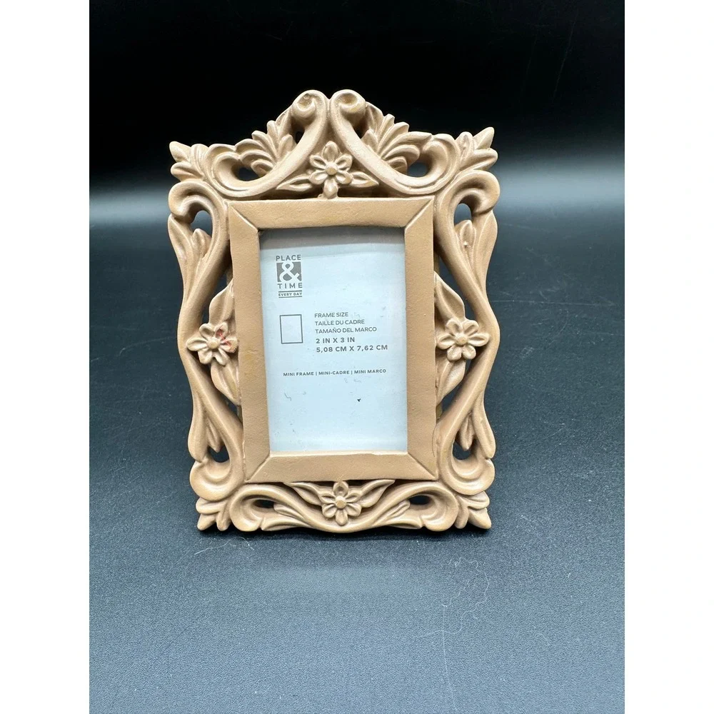 Mini Floral Scrollwork Gold Picture‎ Frame Vintage Style Place & Time Everyday